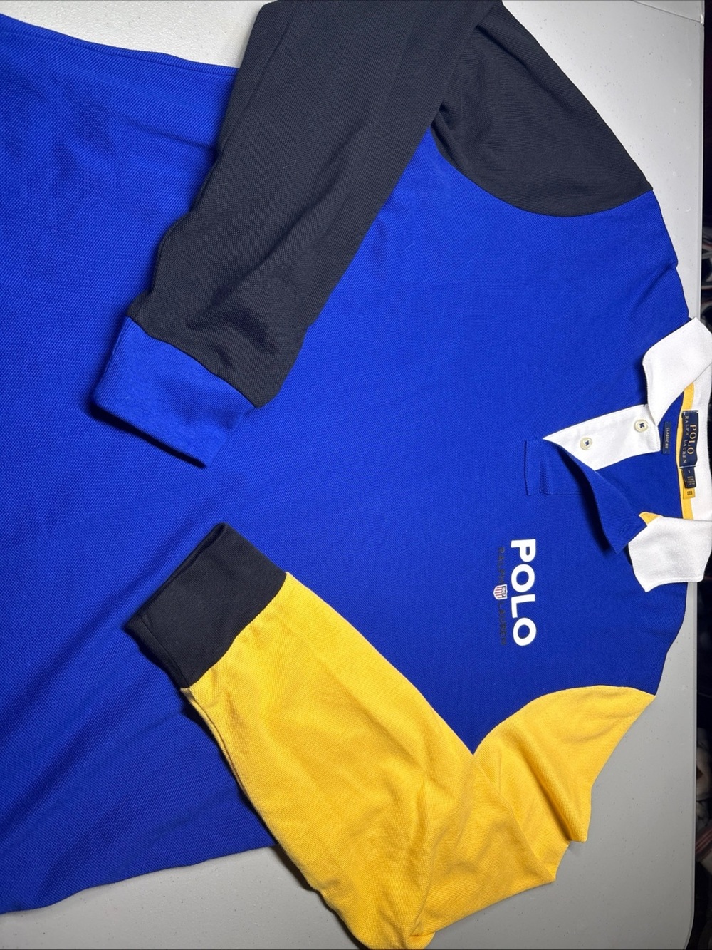 Polo Ralph Lauren Men's Blue Colorblock Classic Fit Rugby Polo Shirt Size M